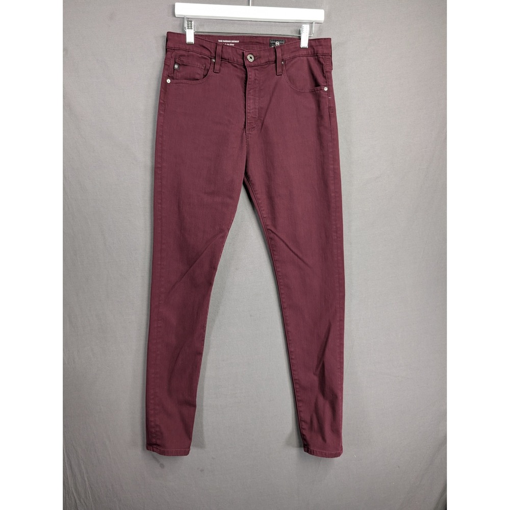 AG Adriano Goldschmied The Farrah Skinny High Rise Jeans Burgundy 30R